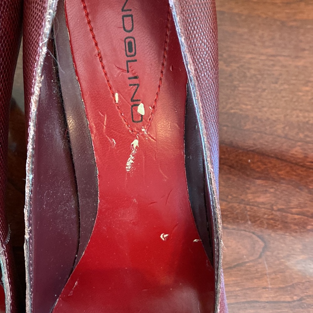 Bandolino Boyoko Vintage 90s Maroon Red Textured SZ 6.5M Classic Leather Heels - Picture 13 of 14